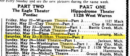 Billiken Theatre - Tiny Mention In 1914 Detroit Free Press